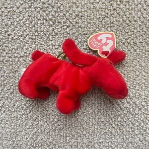 NWT TY Beanie Babies Jingle Beanies Rover Christmas Ornament - 5" Red Dog Plush